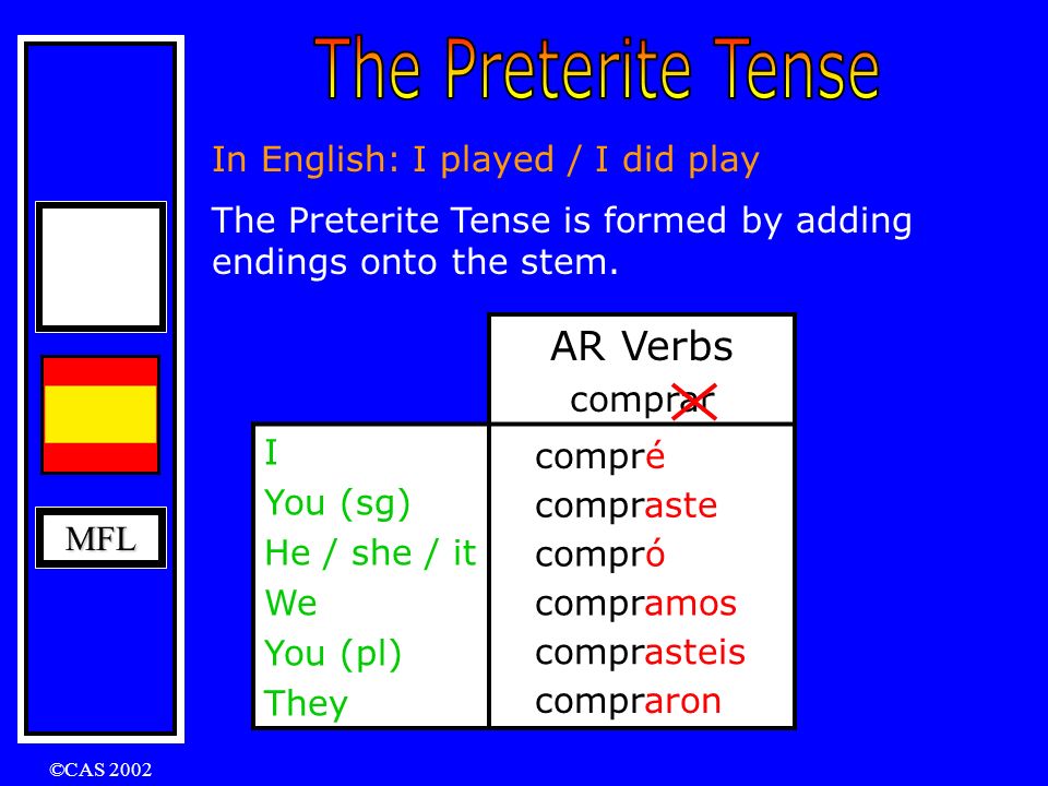 MFL To achieve a Grade C or above at GCSE, you will have to use the Past Tenses in your Speaking and Writing.