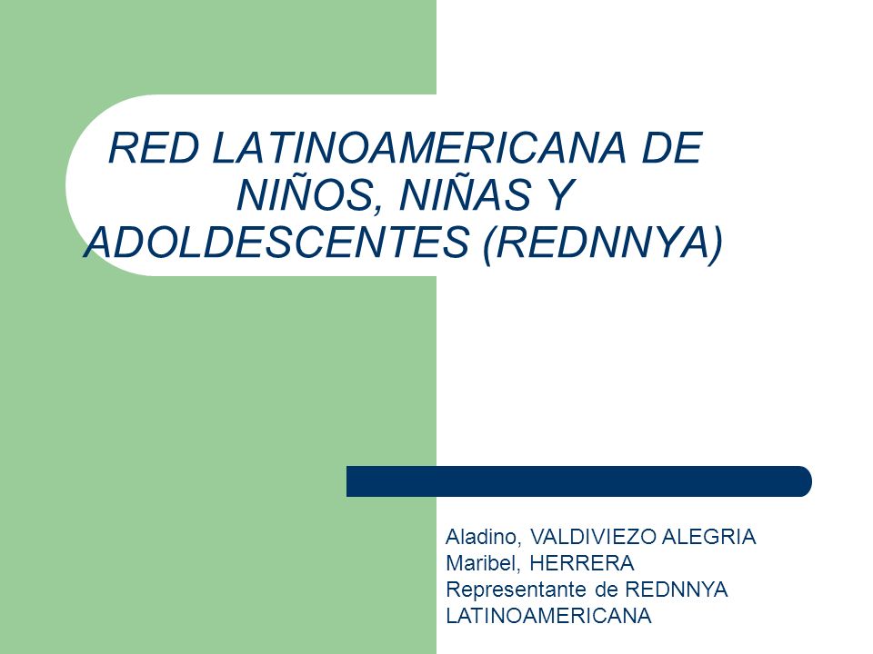 RED LATINOAMERICANA DE NIÑOS, NIÑAS Y ADOLDESCENTES (REDNNYA) Aladino, VALDIVIEZO ALEGRIA Maribel, HERRERA Representante de REDNNYA LATINOAMERICANA