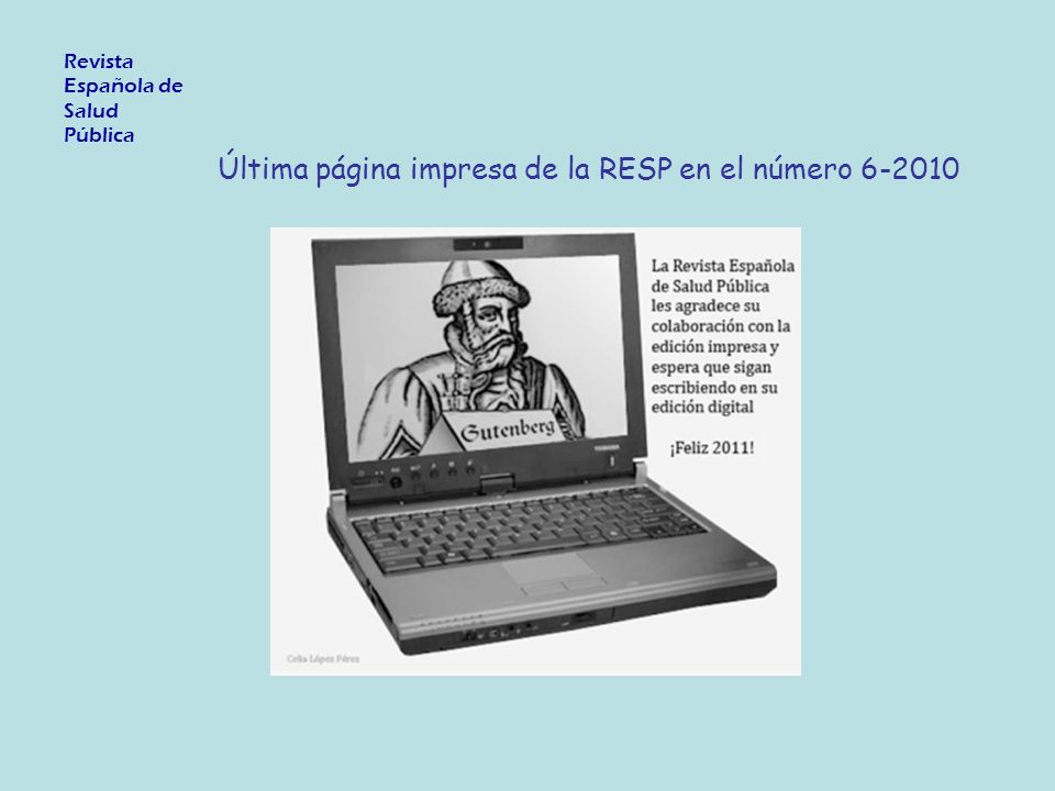 Revista Española de Salud Pública Última página impresa de la RESP en el número