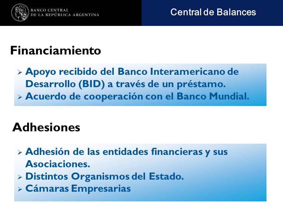 Nombre de la presentación en cuerpo 17 Central de Balances Financiamiento Apoyo recibido del Banco Interamericano de Desarrollo (BID) a través de un préstamo.