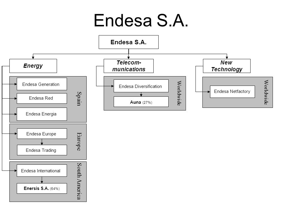 Endesa S.A. Worldwide South America Europe Spain Endesa S.A.