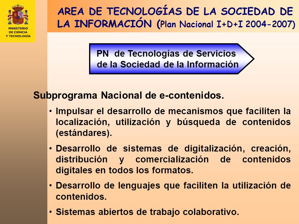 Subprograma Nacional de e-contenidos.