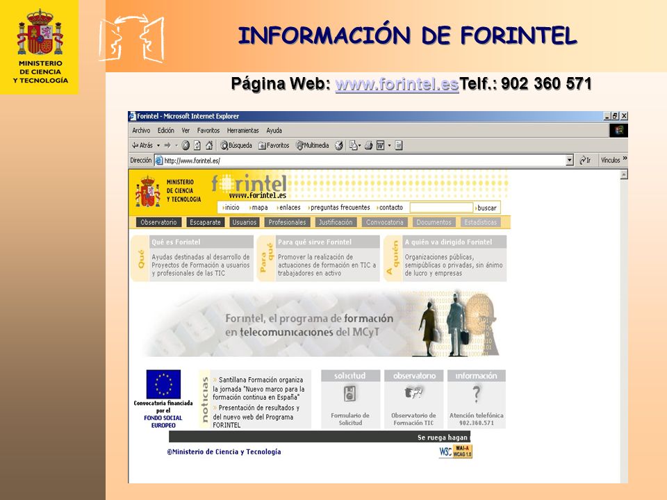 INFORMACIÓN DE FORINTEL Página Web: www.forintel.es Página Web: www.forintel.es
