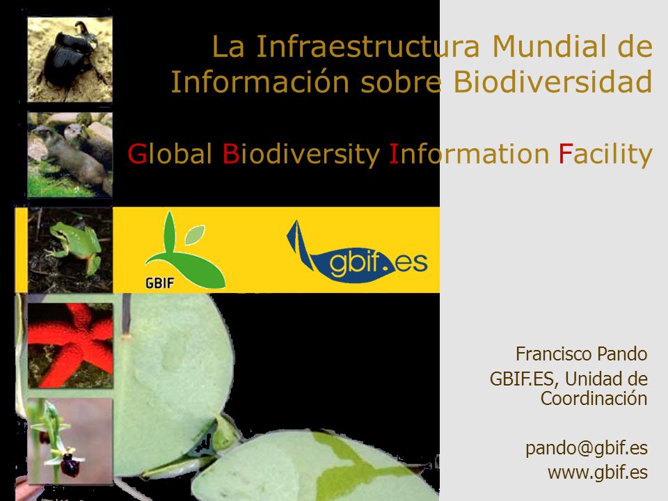 La Infraestructura Mundial de Información sobre Biodiversidad Global Biodiversity Information Facility Francisco Pando GBIF.ES, Unidad de Coordinación