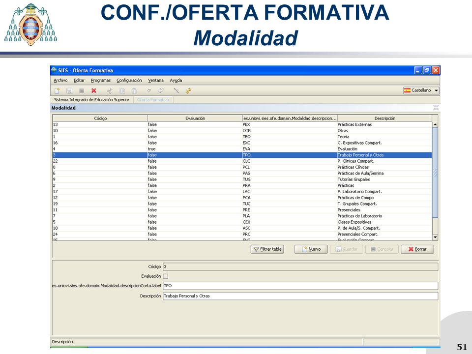 CONF./OFERTA FORMATIVA Modalidad 51