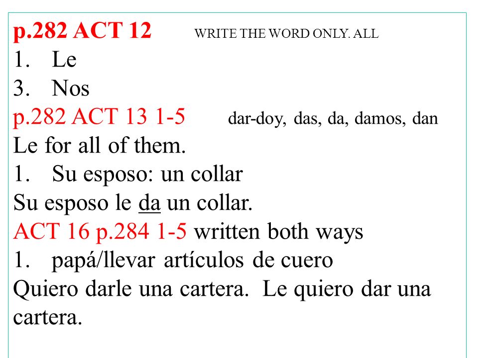 p.282 ACT 12 WRITE THE WORD ONLY.