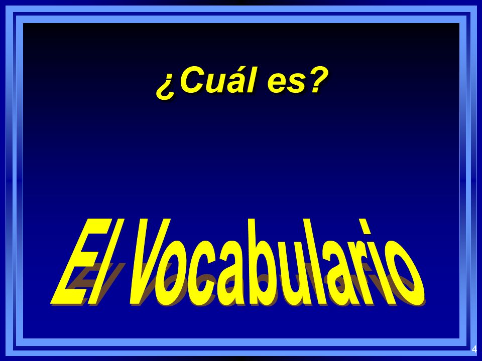 3 Sustantivos masculinos: usually end in - o usually end in - o used with definite article el (the) used with definite article el (the) usually end in - o usually end in - o used with definite article el (the) used with definite article el (the) El chicoEl bolígrafoEl cuaderno Sustantivos femeninos: may end in - a, - ción, may end in - a, - ción, - sión, - dad- sión, - dad used with definite article la (the) used with definite article la (the) may end in - a, - ción, may end in - a, - ción, - sión, - dad- sión, - dad used with definite article la (the) used with definite article la (the) La chicaLa acciónLa televisiónLa posibilidad