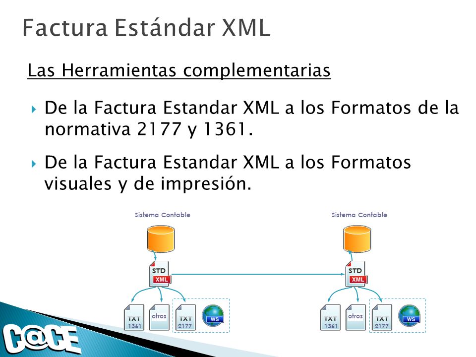 De la Factura Estandar XML a los Formatos de la normativa 2177 y 1361.