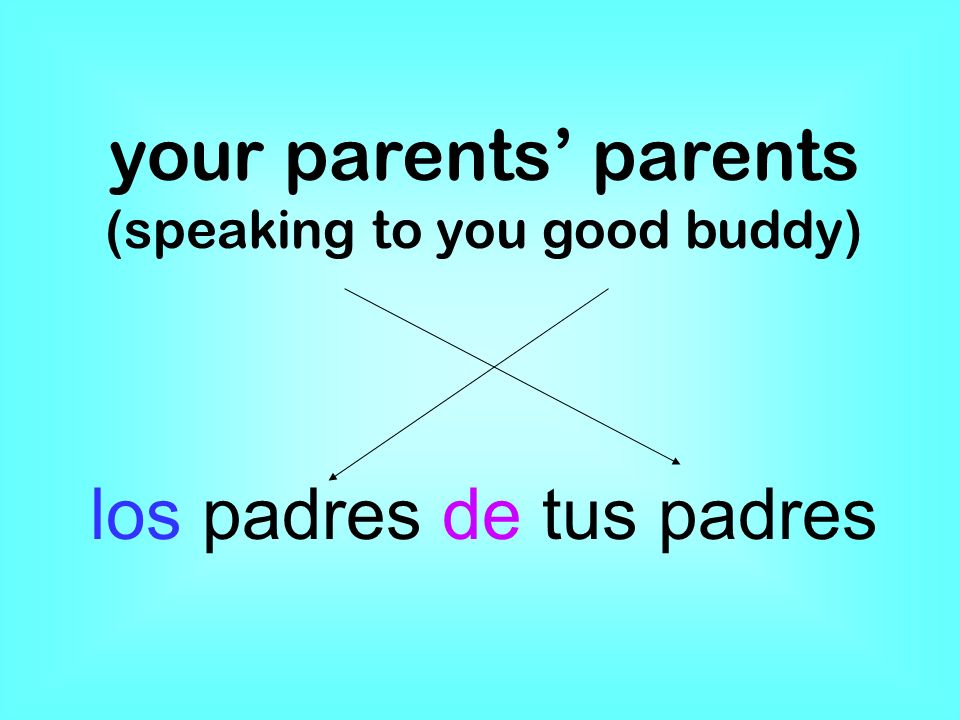 your parents parents (speaking to you good buddy) los padres de tus padres