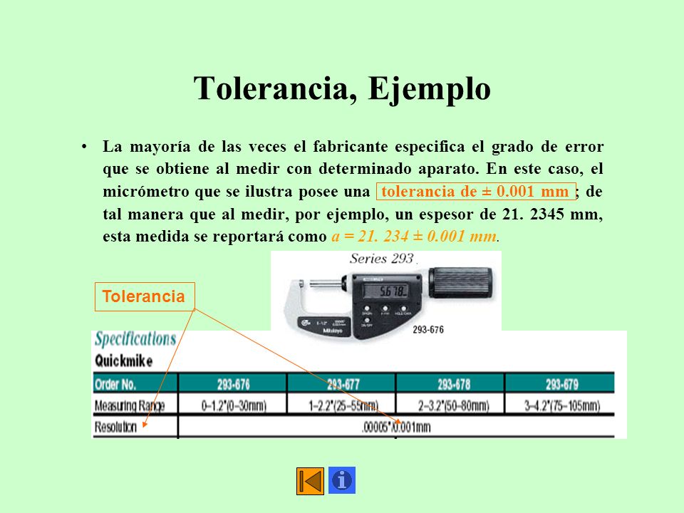 TOLERANCIA EN LAS MEDICIONES tolerancia en las mediciones: