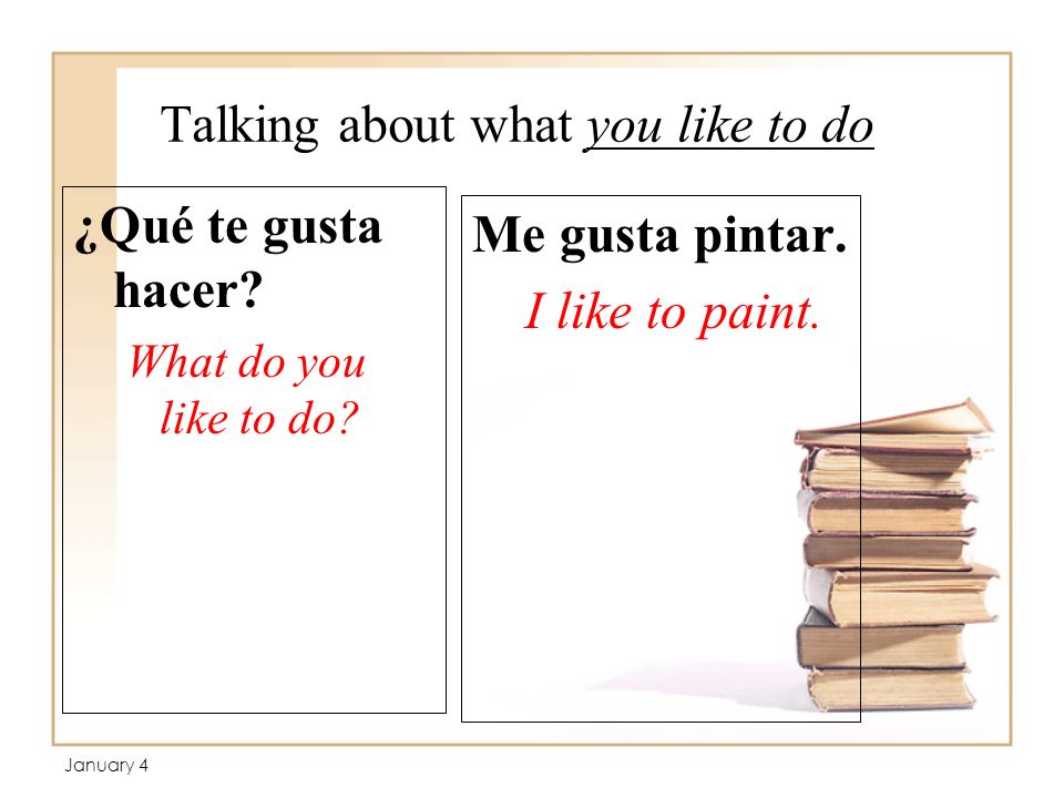 Talking about what you like to do ¿Qué te gusta hacer.