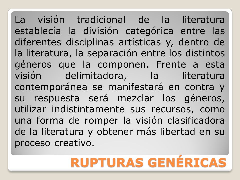 GENEROS DE LA LITERATURA CONTEMPORANEA generos de la literatura contemporanea: