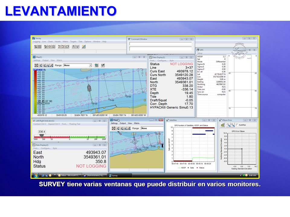 LEVANTAMIENTO SURVEY tiene varias ventanas que puede distribuir en varios monitores.