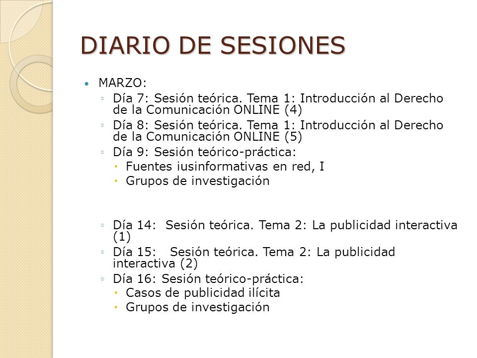 DIARIO DE SESIONES MARZO: Día 7: Sesión teórica.