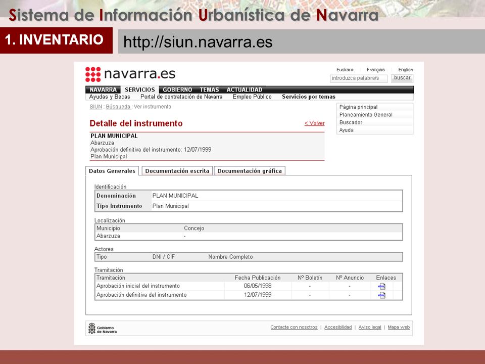 1. INVENTARIO Sistema de Información Urbanística de Navarra