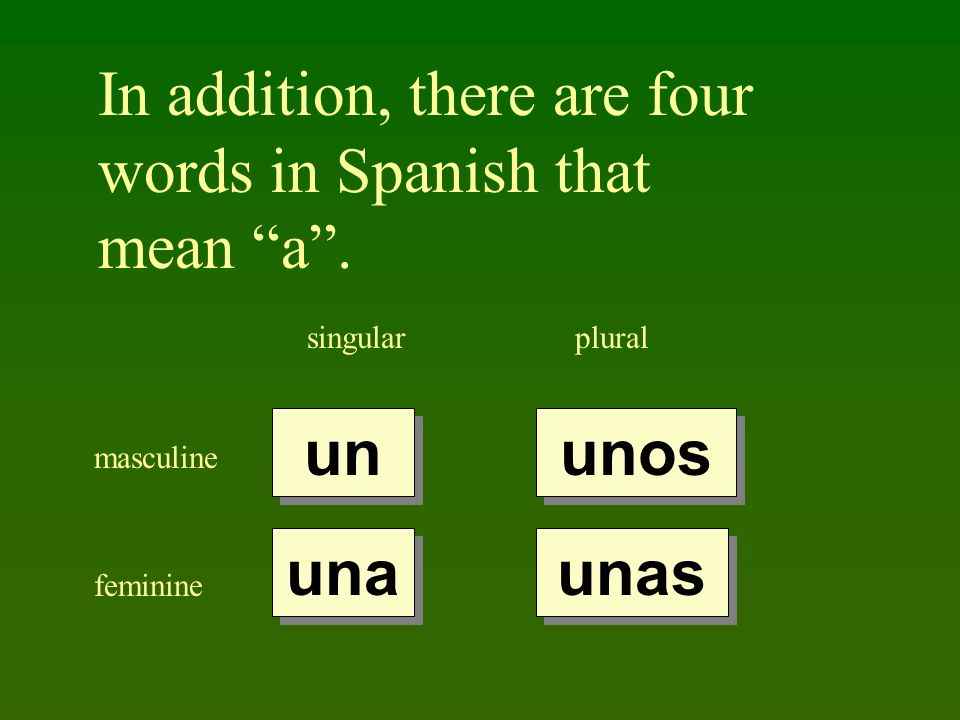 In addition, there are four words in Spanish that mean a.
