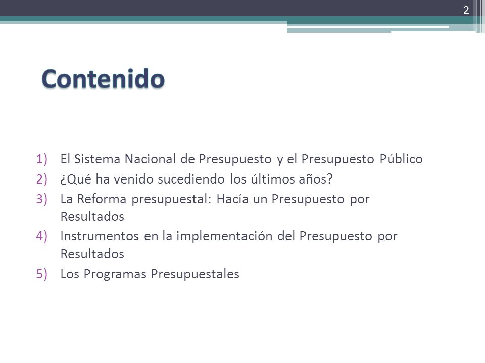 EL SISTEMA NACIONAL DE PRESUPUESTO el sistema nacional de presupuesto: