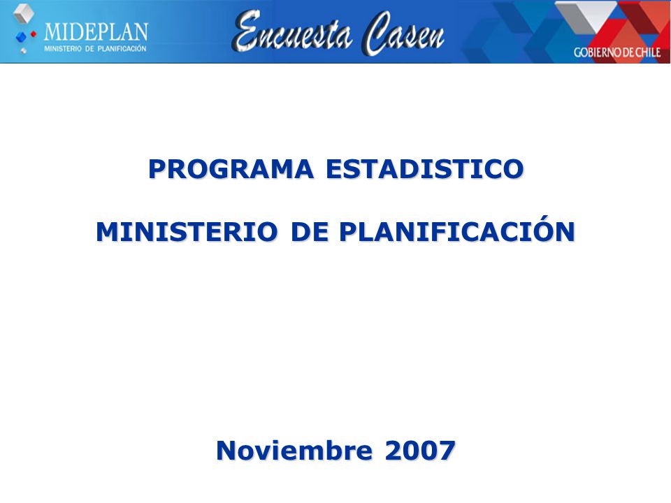 PROGRAMA ESTADISTICO MINISTERIO DE PLANIFICACIÓN Noviembre 2007