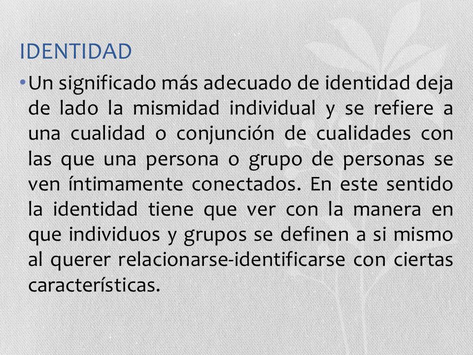 Identidad Un Significado M S Adecuado De Identidad Deja De Lado La