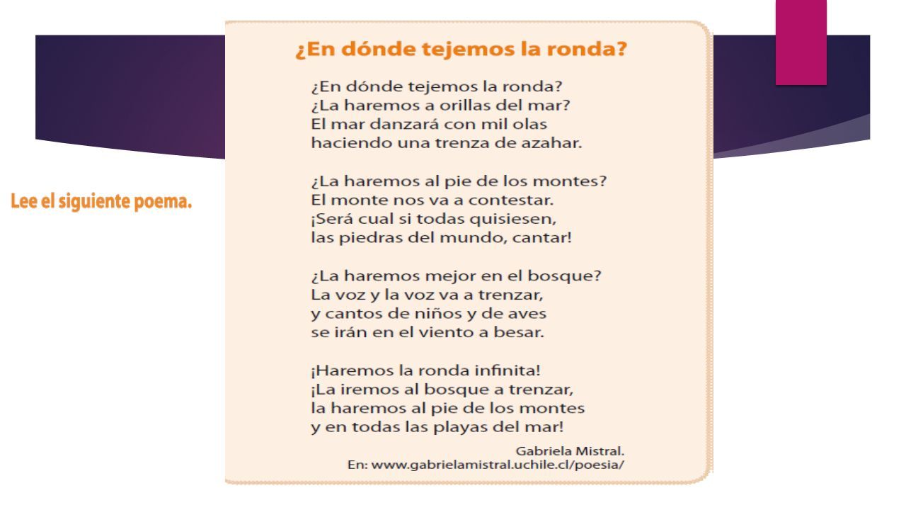 POEMAS OBJETIVO LEER Y COMPRENDER POEMAS EN DÓNDE TEJEMOS LA RONDA