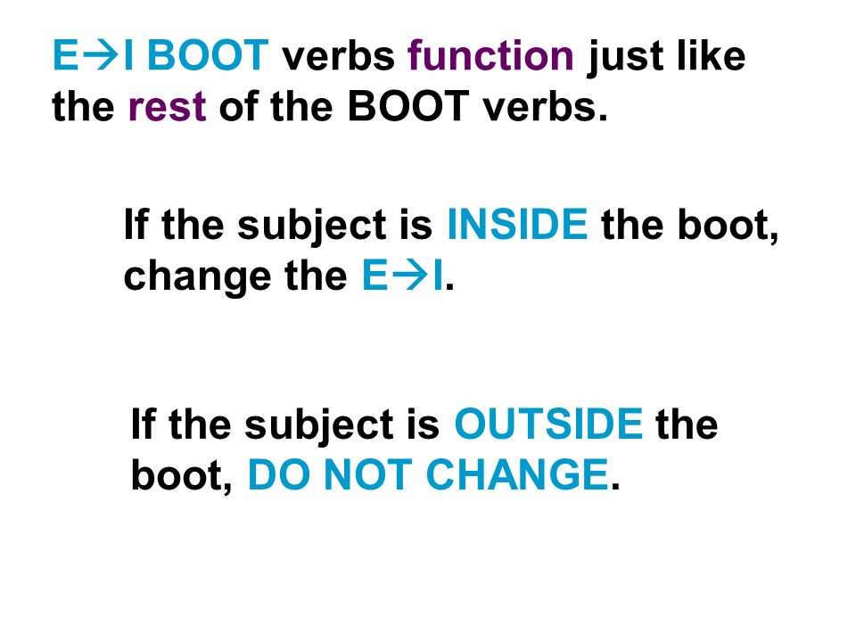 E  I BOOT verbs function just like the rest of the BOOT verbs.
