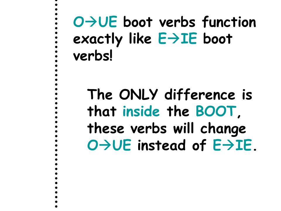 O  UE boot verbs function exactly like E  IE boot verbs.