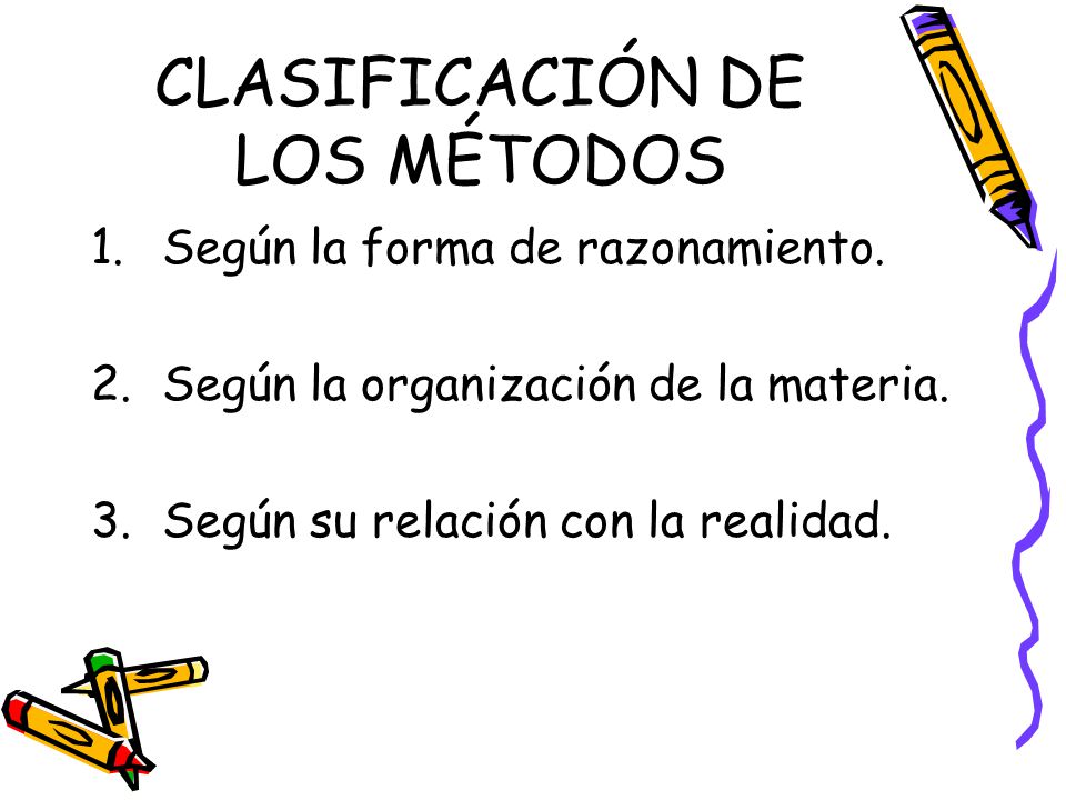 CLASIFICACIÓN DE LOS MÉTODOS 1.Según la forma de razonamiento.