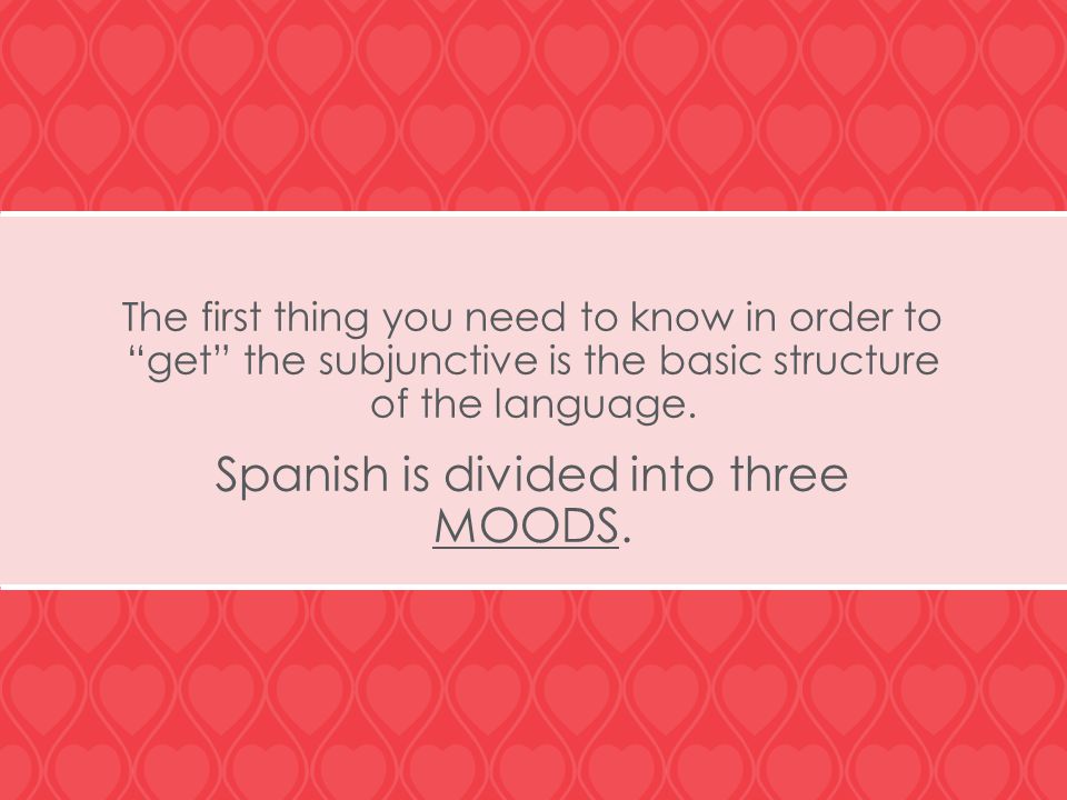 The first thing you need to know in order to get the subjunctive is the basic structure of the language.