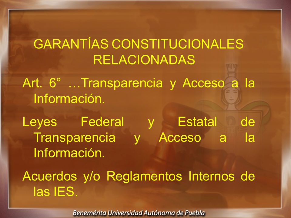 GARANTÍAS CONSTITUCIONALES RELACIONADAS Art. 6° …Transparencia y Acceso a la Información.