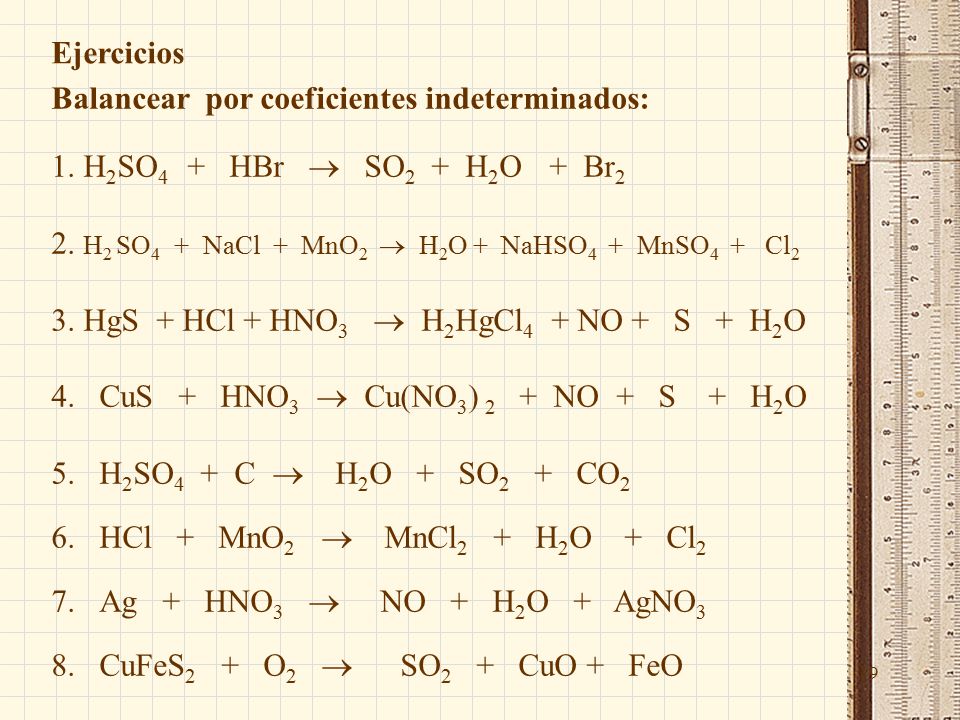 19 Ejercicios Balancear por coeficientes indeterminados: 1.