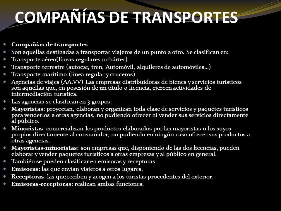 EMPRESAS DE TRANSPORTES DE VIAJEROS empresas de transportes de viajeros:
