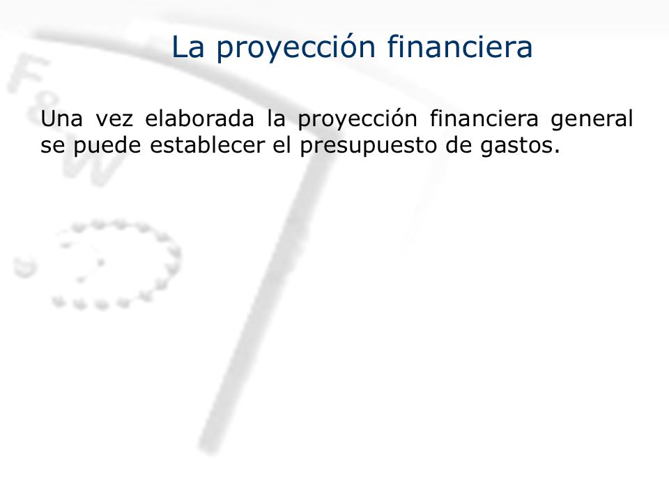 La proyección financiera Proyección año 2005
