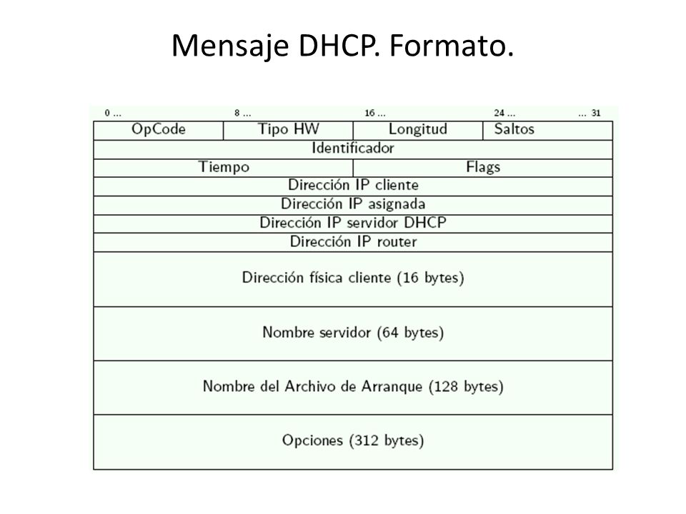Mensaje DHCP. Formato.