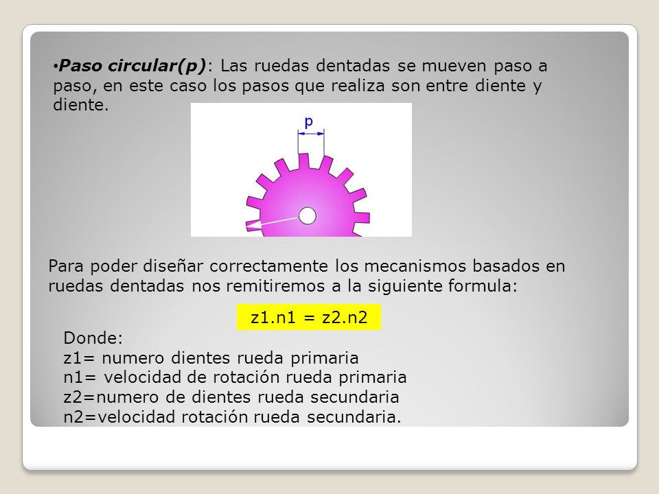 ENGRANAJE FORMULA EJEMPLO engranaje formula ejemplo: