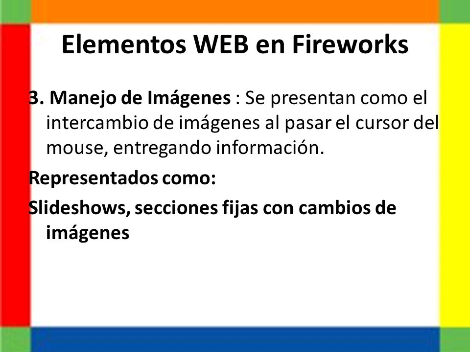 Elementos WEB en Fireworks 3.
