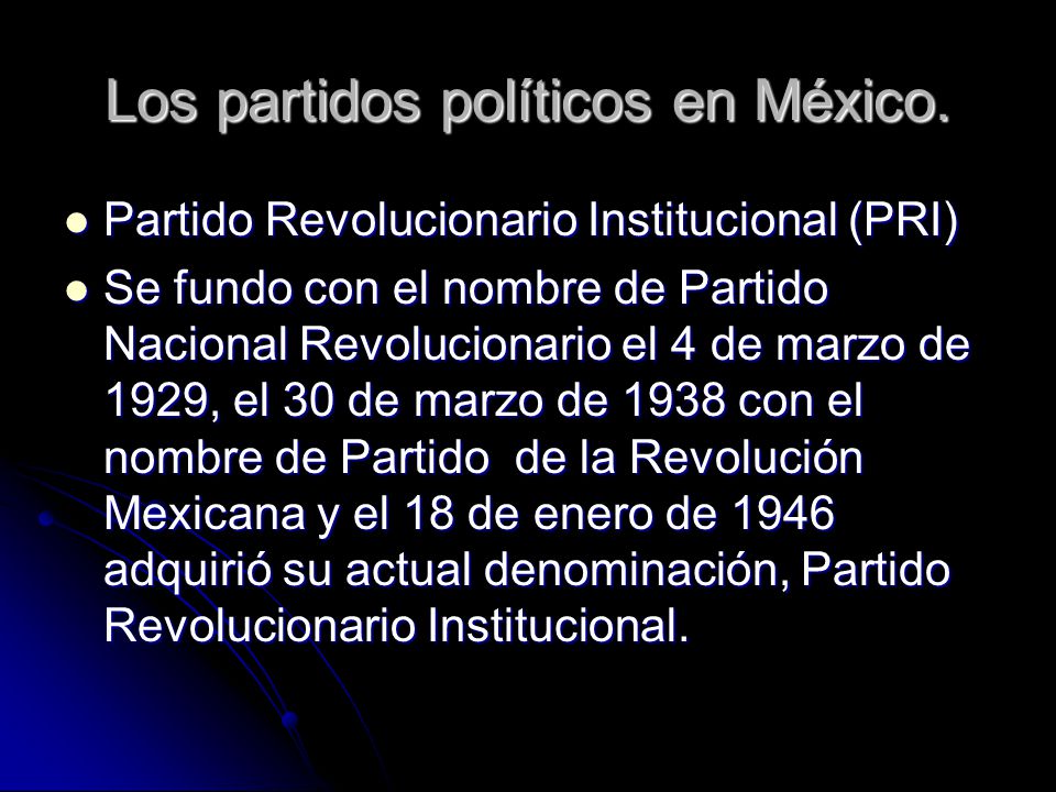 Los partidos políticos en México.