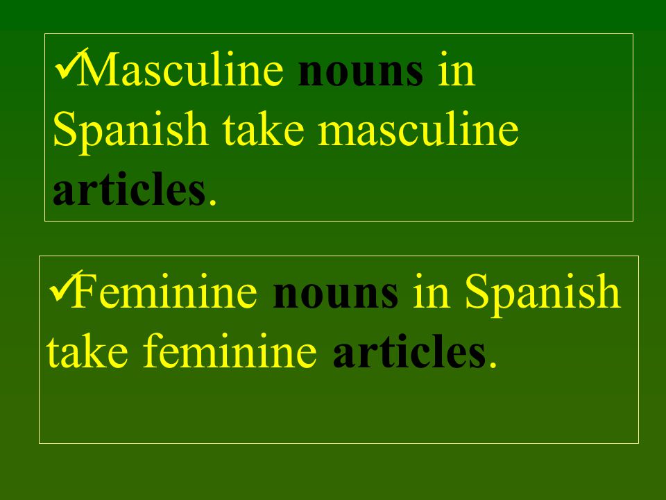 Masculine nouns in Spanish take masculine articles.