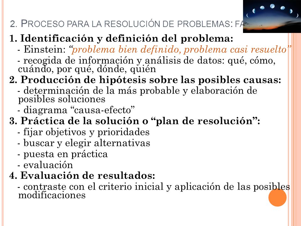 2. P ROCESO PARA LA RESOLUCIÓN DE PROBLEMAS : FASES 1.