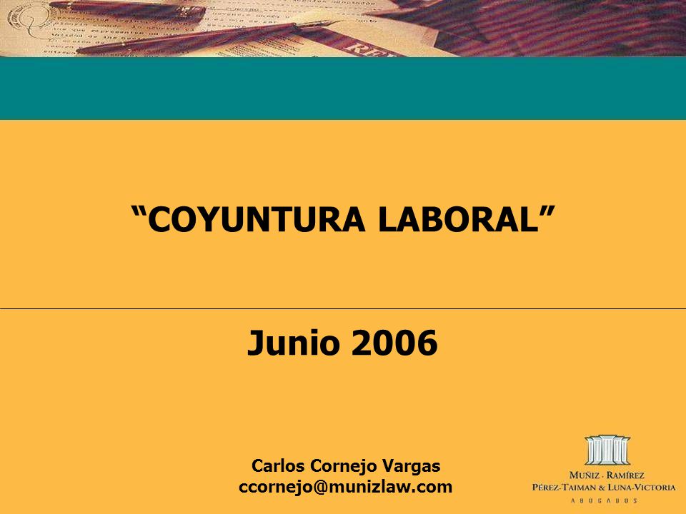 COYUNTURA LABORAL Junio 2006 Carlos Cornejo Vargas
