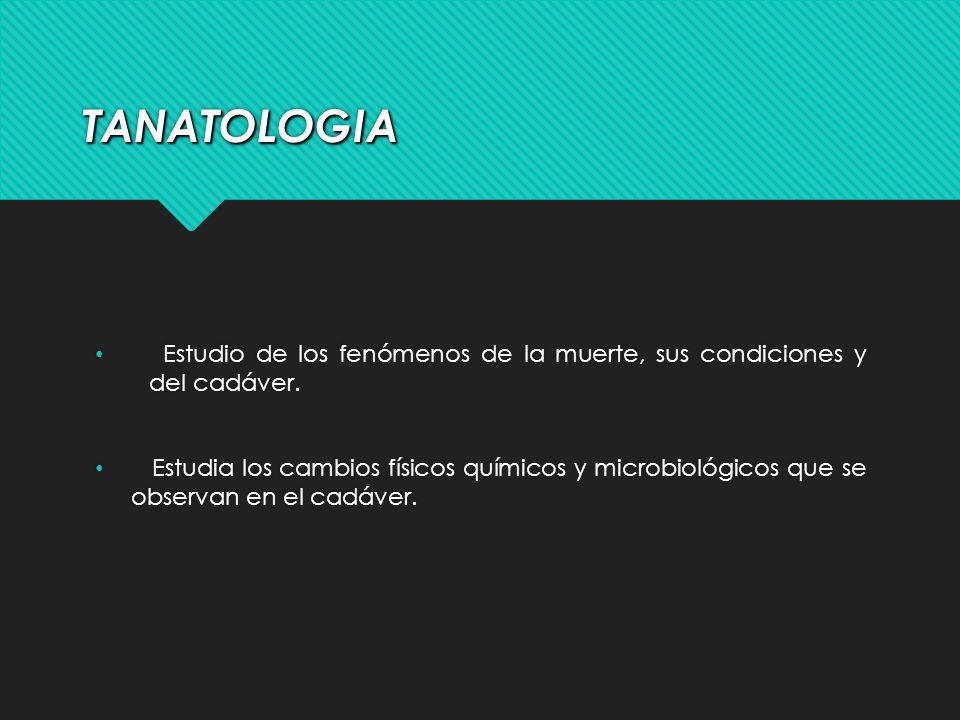 MEDICINA FORENSE TANATOLOGIA TANATOLOGIATANATOLOGIA Estudio De Los