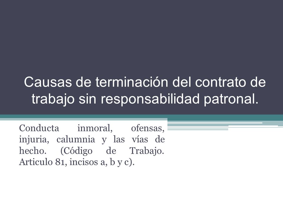 TERMINACION DEL CONTRATO DE TRABAJO terminacion del contrato de trabajo: