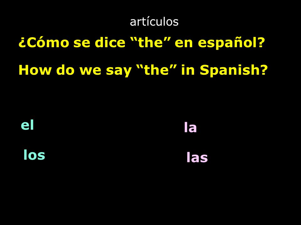 artículos ¿Cómo se dice the en español How do we say the in Spanish el la los las