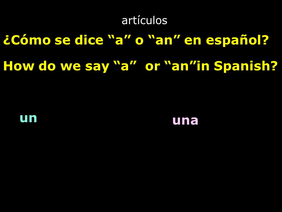 artículos ¿Cómo se dice a o an en español How do we say a or an in Spanish un una