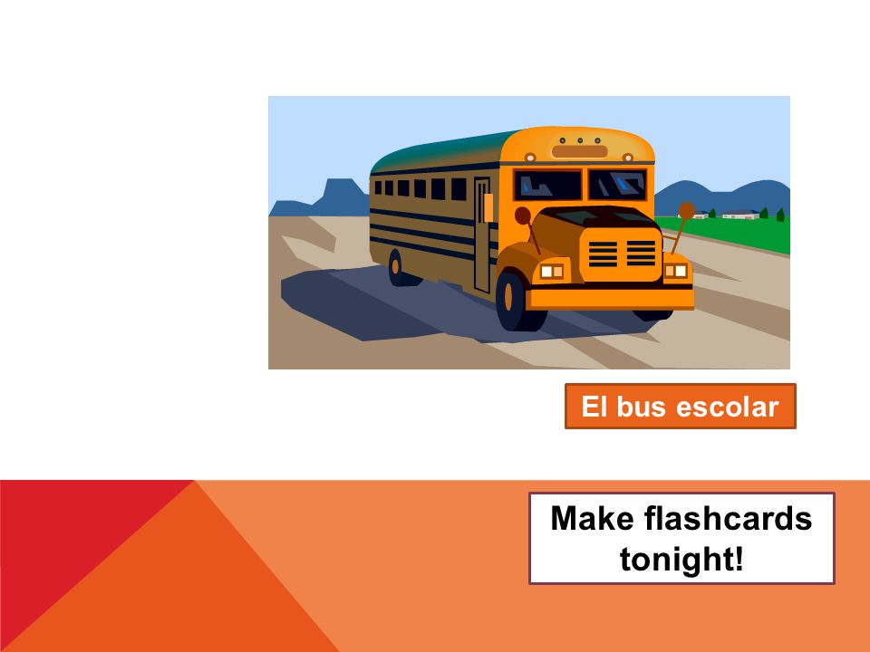 Make flashcards tonight! El bus escolar