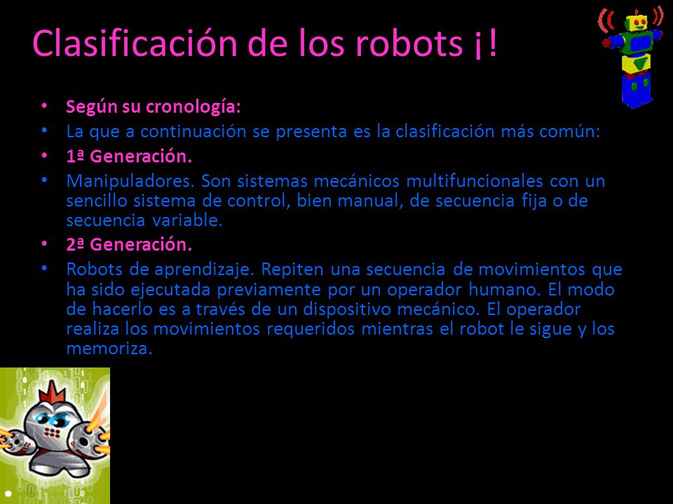 Clasificación de los robots ¡.