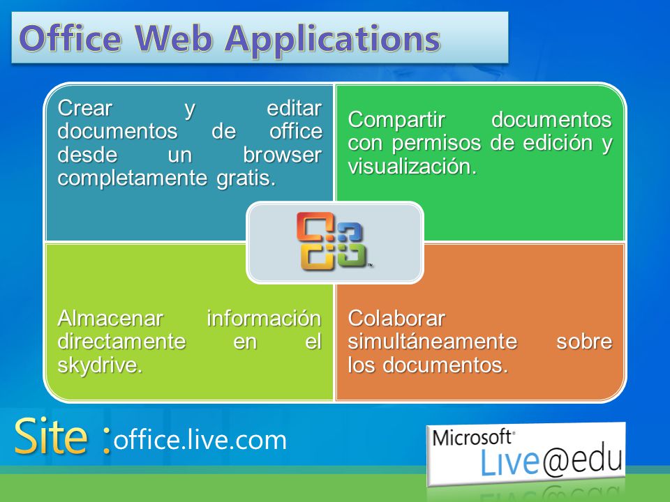 office.live.com Crear y editar documentos de office desde un browser completamente gratis.