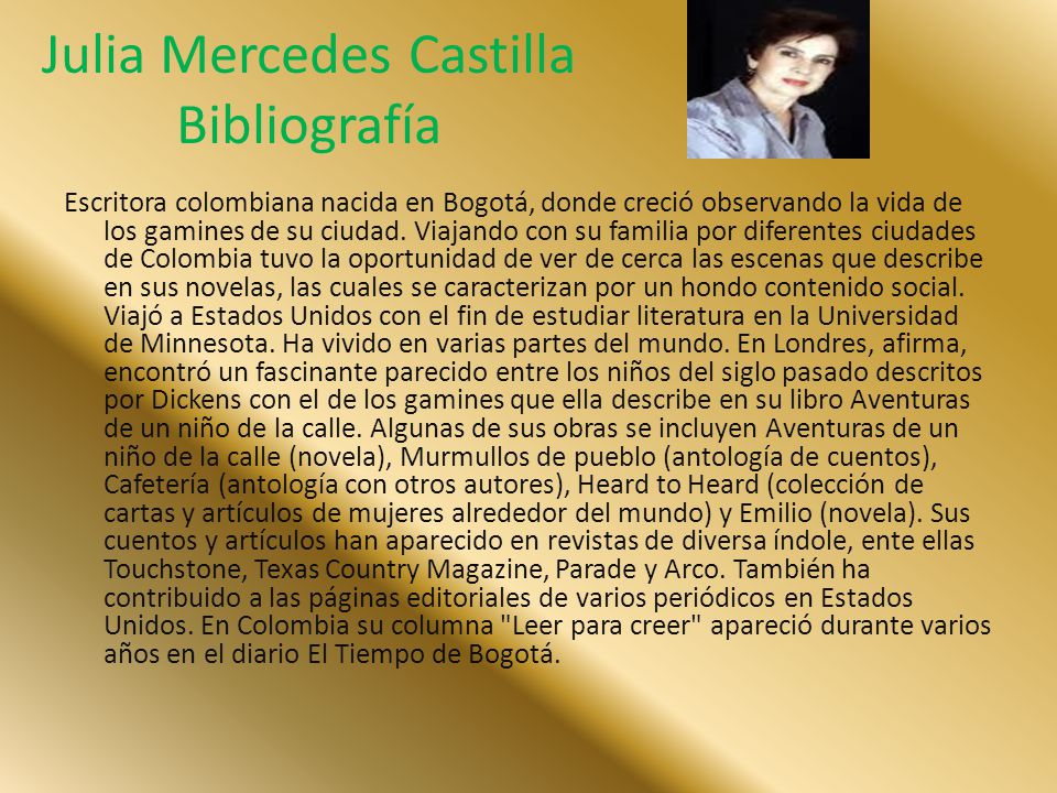 Biografia escritora julia mercedes castilla #1