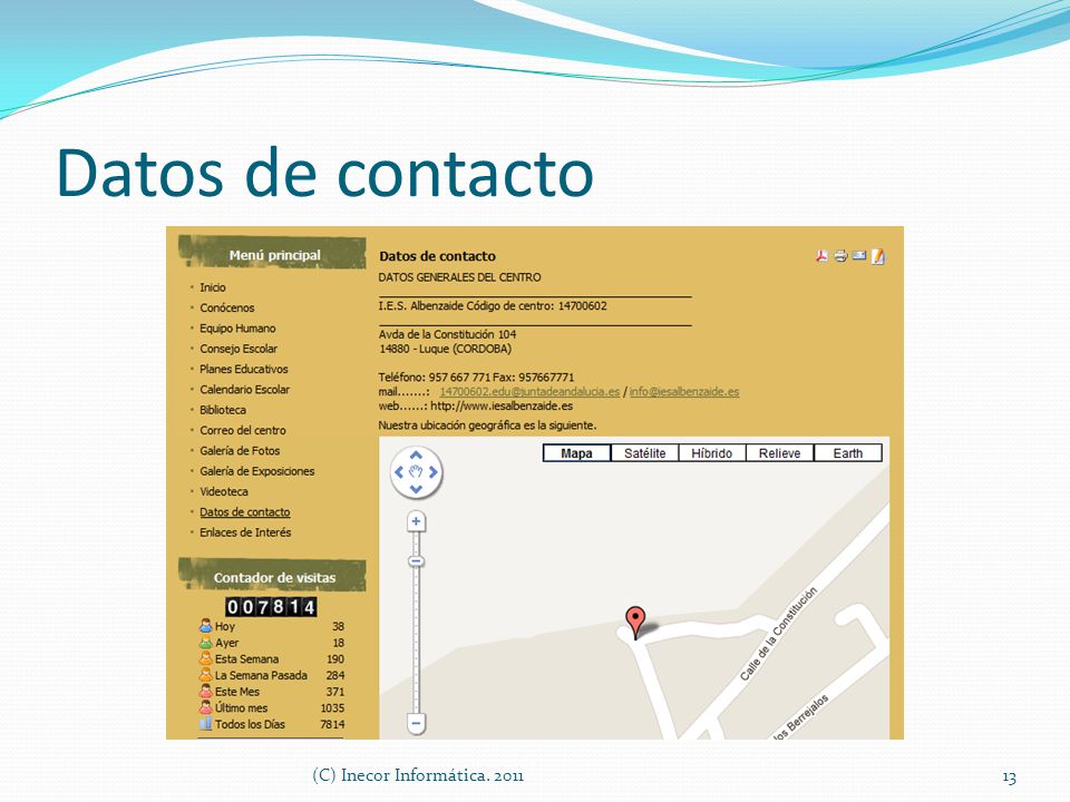 Datos de contacto 13(C) Inecor Informática. 2011