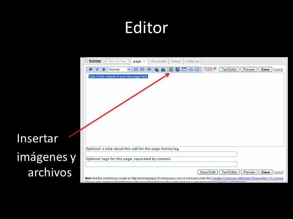 Editor Insertar imágenes y archivos