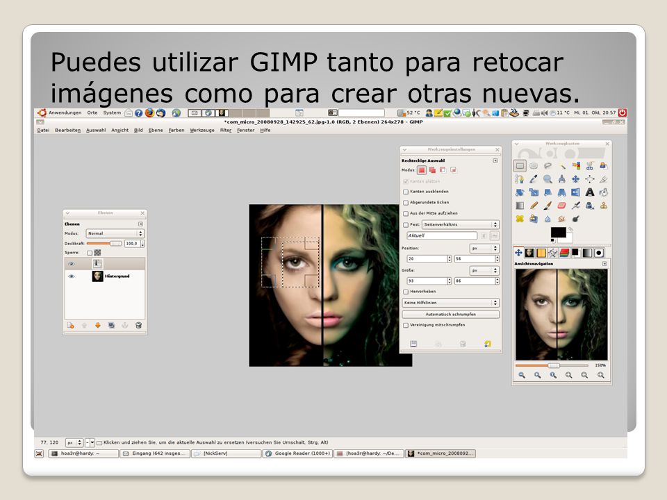 Puedes utilizar GIMP tanto para retocar imágenes como para crear otras nuevas.